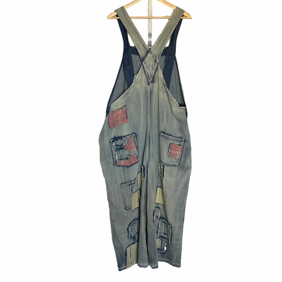 NWT Blue Velvet Wildflower Roads Embroidered Denim Overalls Size L Boho Vintage - Picture 8 of 16